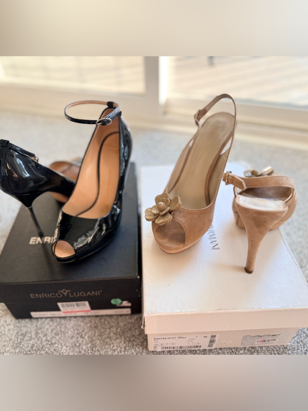 Lot of 2 heels Giuseppe Zanotti black leather Enrico Lugani Suede platform 38/8